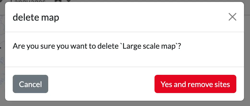 the delete map confirmation