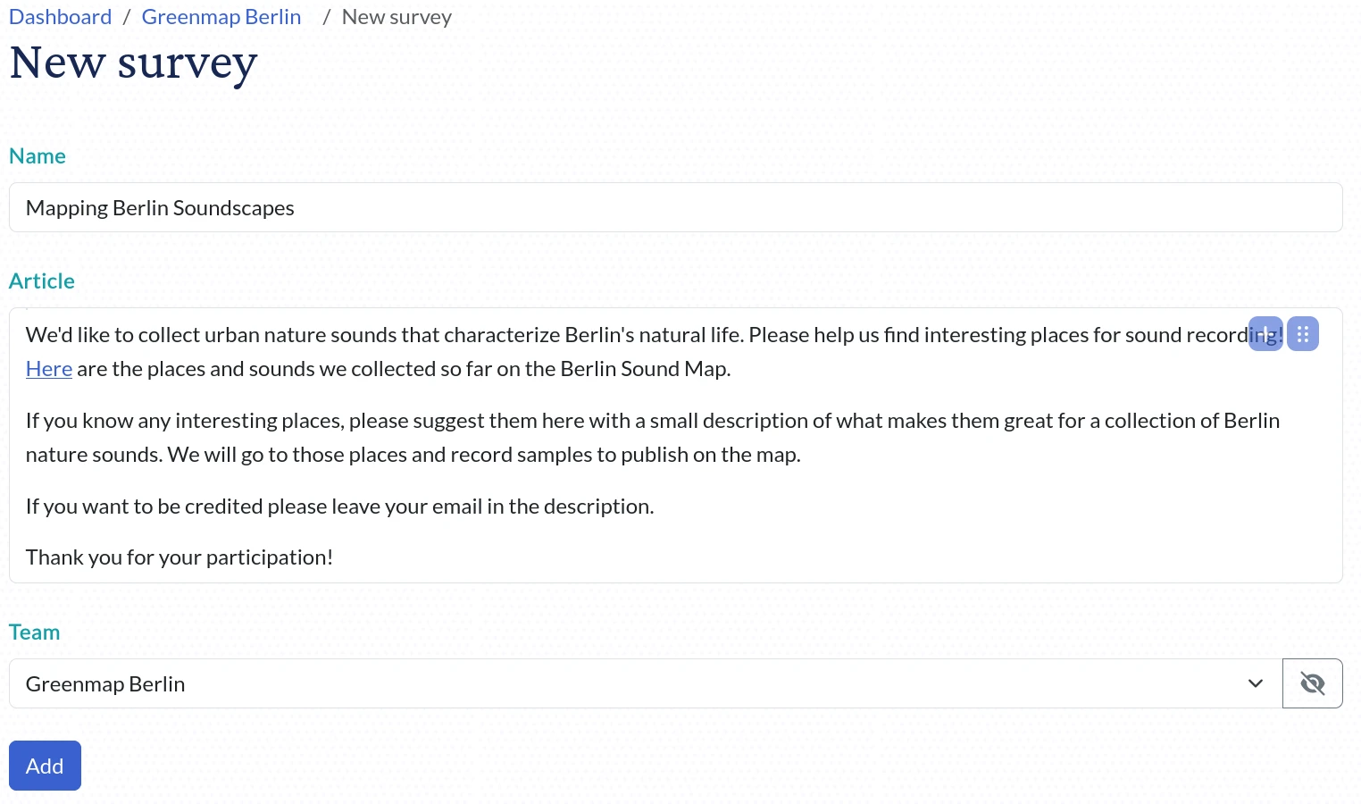 the new survey form